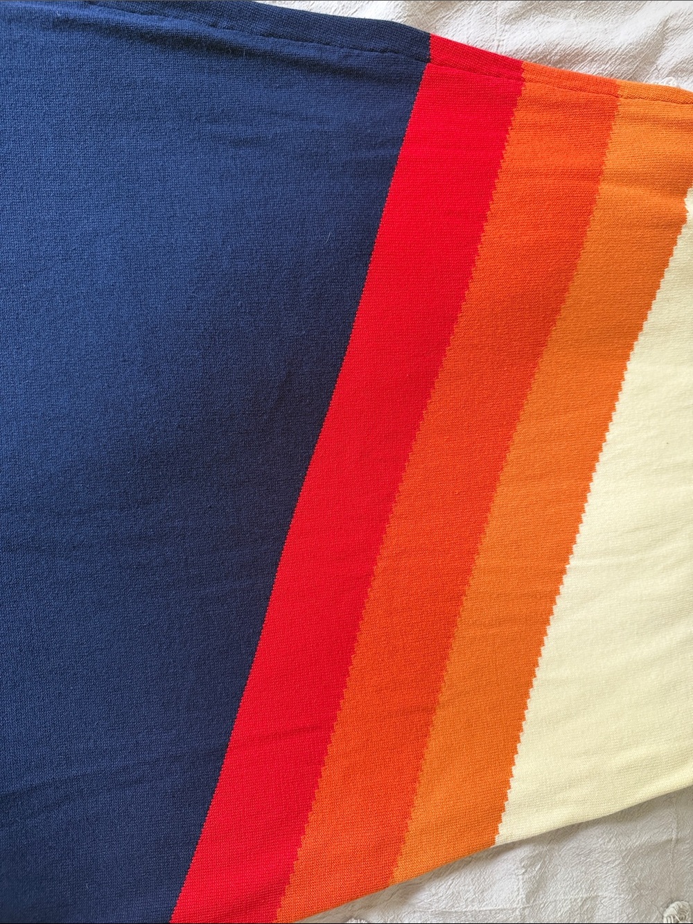 Maxi Skirt in Navy with Cream, Orange and Red Colorblock - Picture 3 of 8